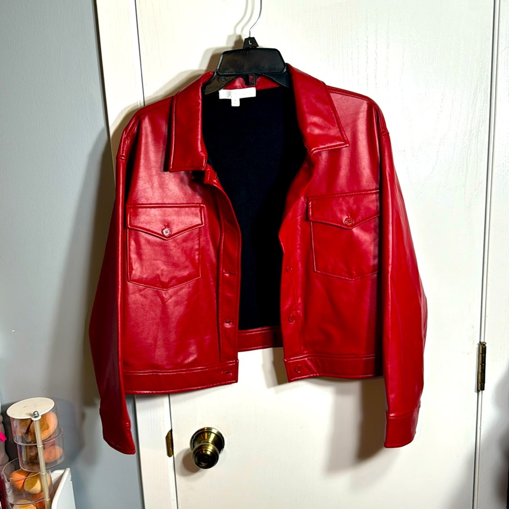 NWOT Adyson Parker Bright Red faux leather jacket